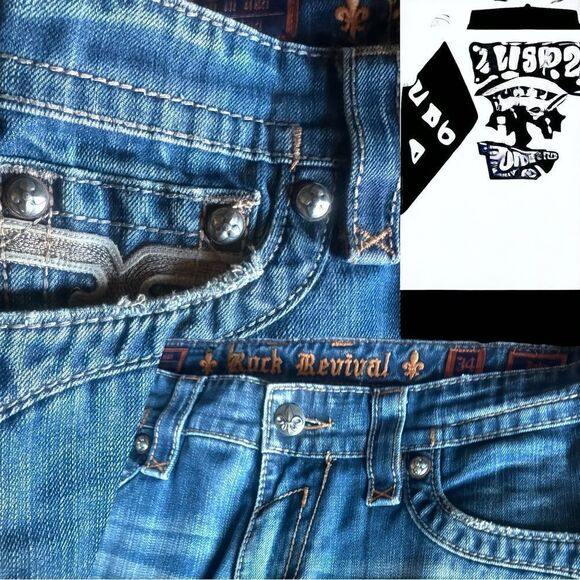 ROCK REVIVAL JEANS l Men’s Size 34 Straight l Dark wash l 5-pocket design l EUC - Picture 13 of 16